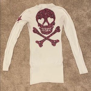 Sinful Affliction Avery Sweater w/ big pink skull